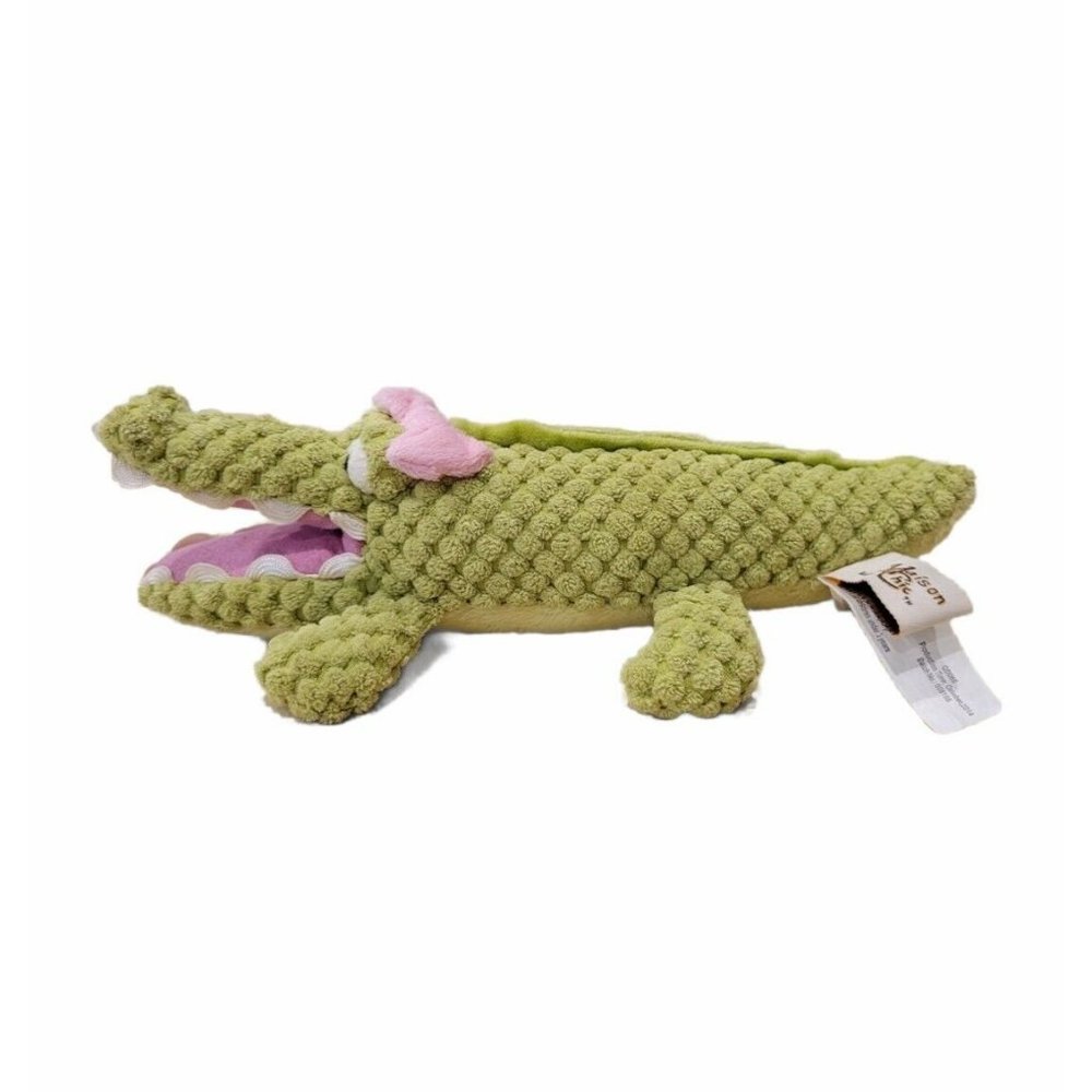 Jungle Alligator Crocodile Lovey Rattle Plush Textured Maison Chic 9" Nursery